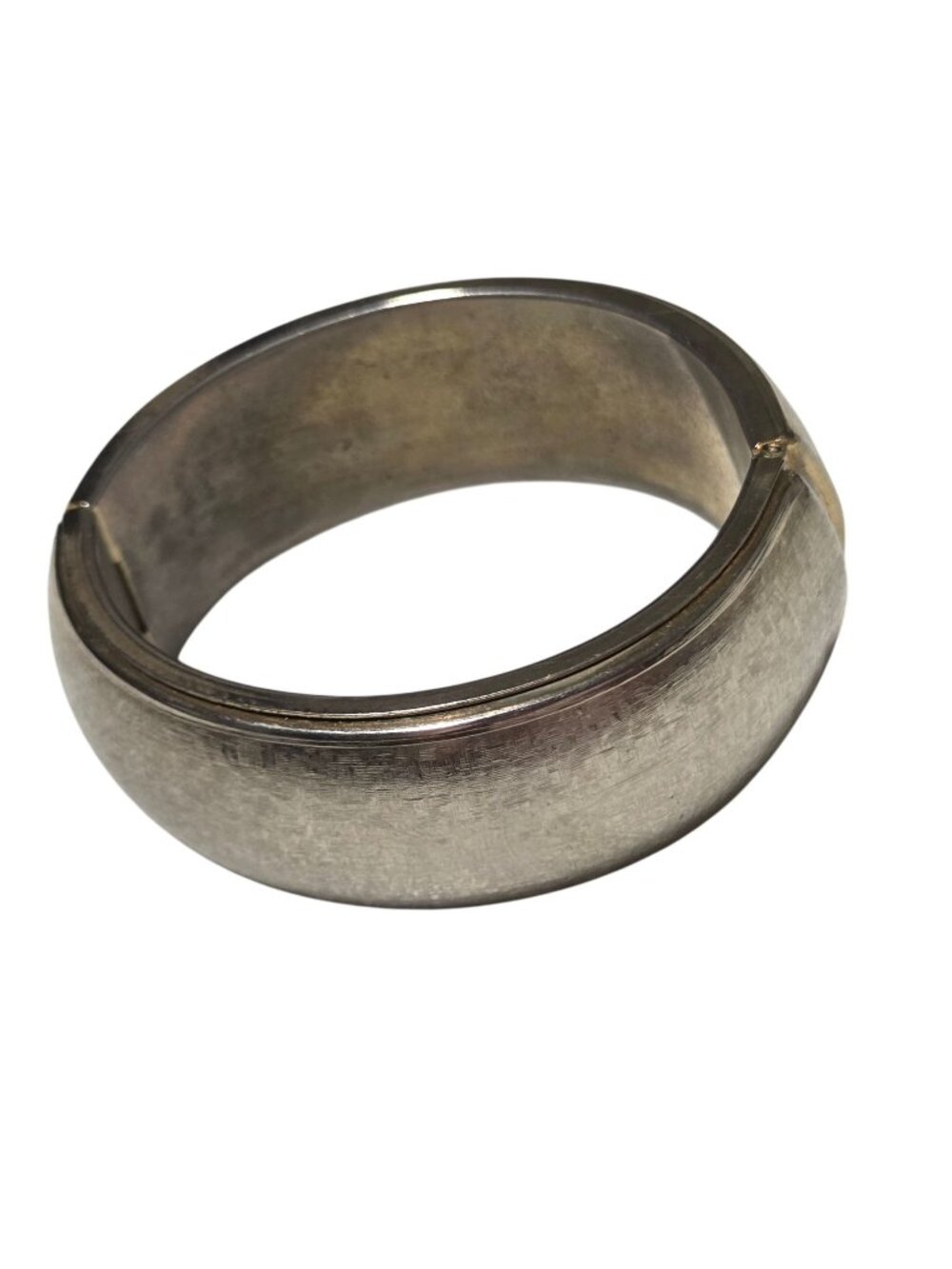 Vintage Hinged Metal Bangle Bracelet Silver Tone Classic Minimalist Jewelry